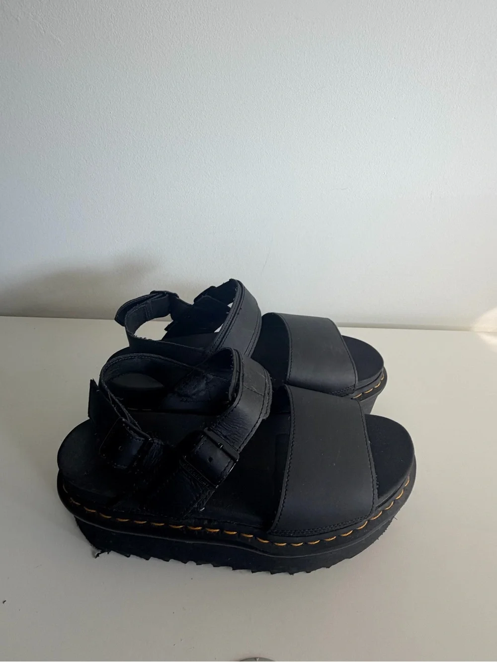 Dr Martens Black Platform Strappy Sandals - Women's